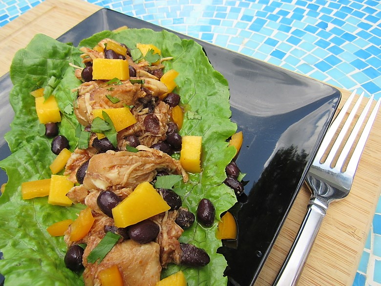 bbq chicken and black bean lettuce wraps easy